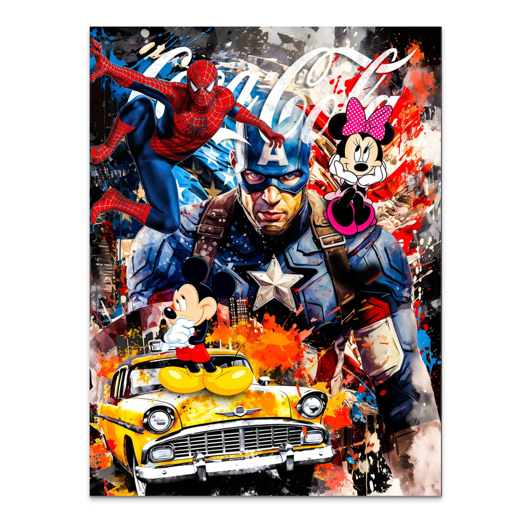 Captain Amerika Pop Art Alu Dibond Bild INGALERIE