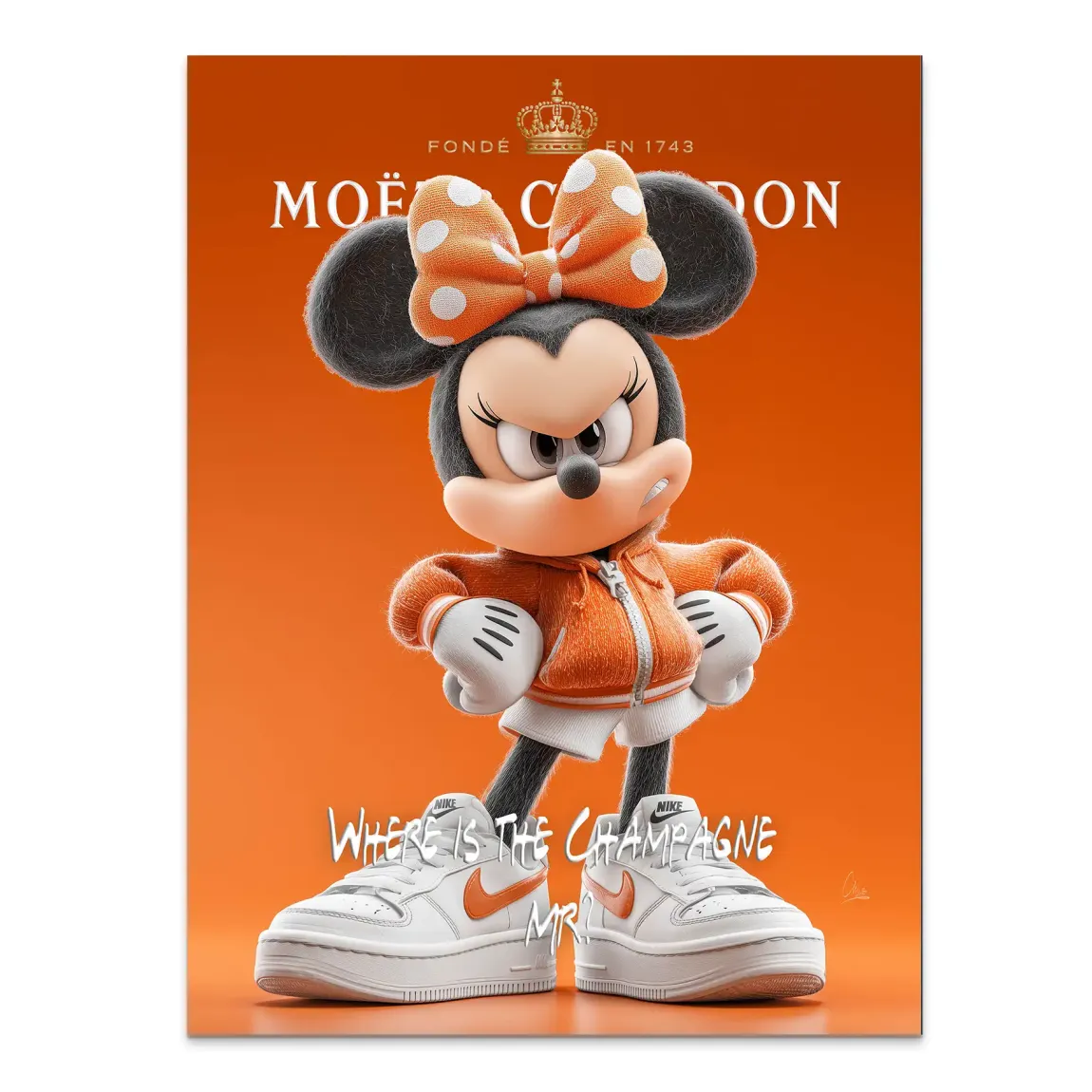 Champagne Mood Minnie Maus Alu Dibond Bild