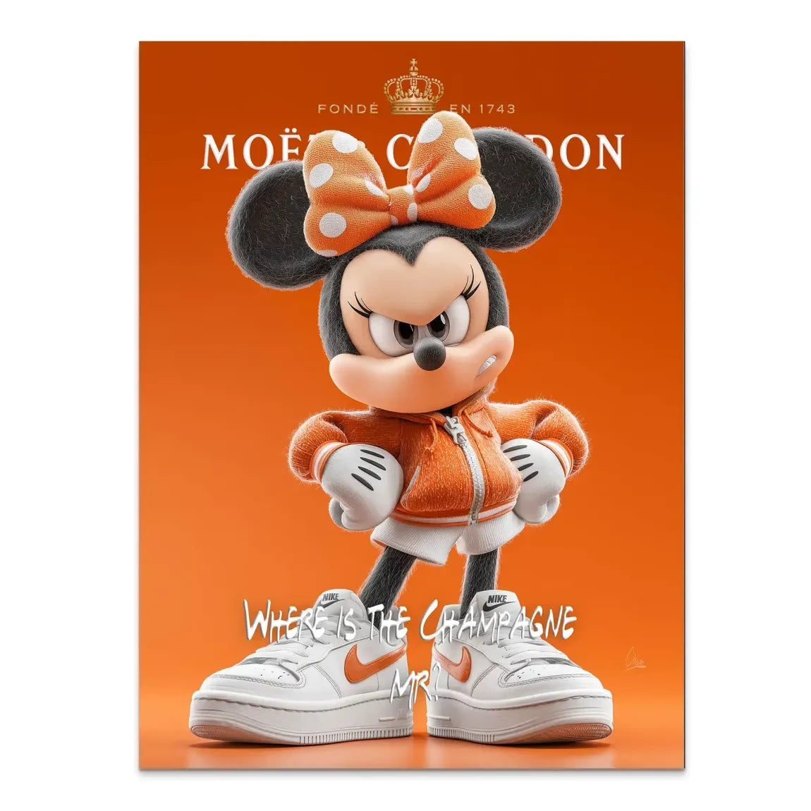 Champagne Mood Minnie Maus Alu Dibond Bild INGALERIE