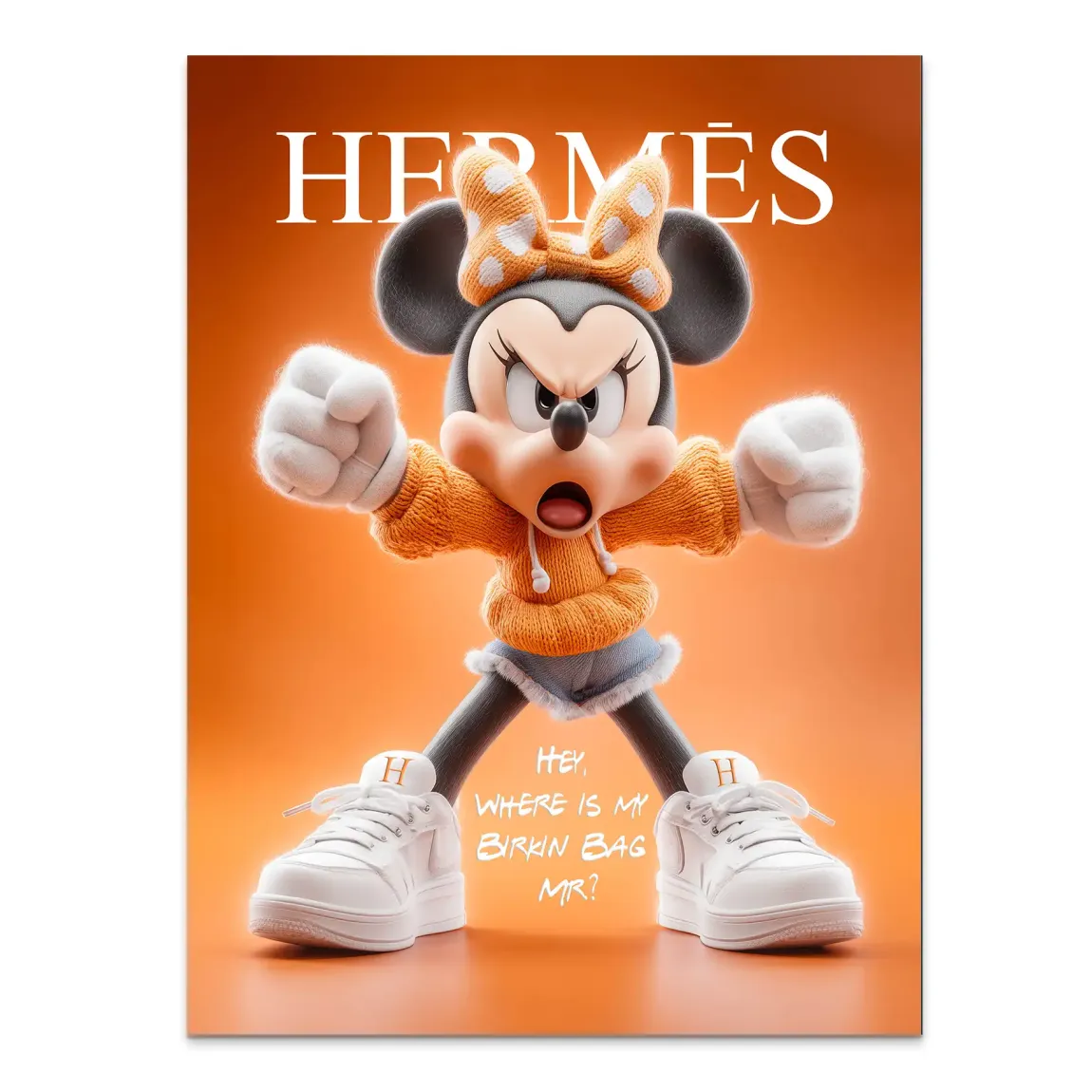 Orange Charm Minnie Maus Alu Dibond Bild