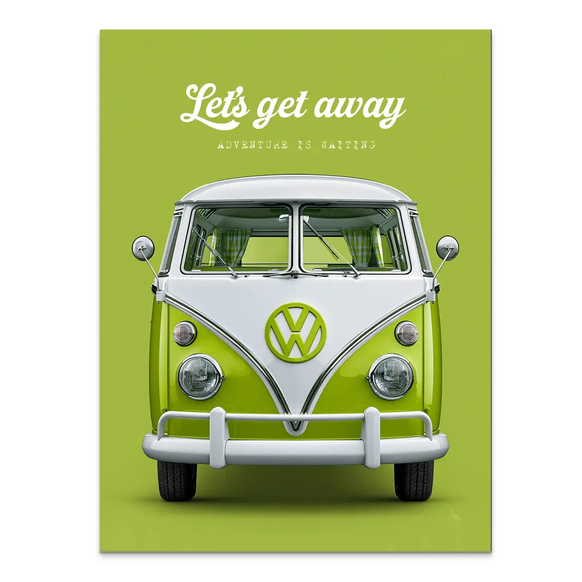 Green VW Bulli Alu Dibond Wandbild