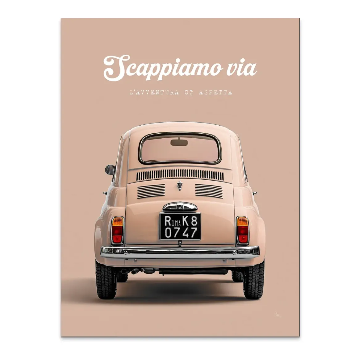 Fiat 500 Crema Alu Dibond Wandbild