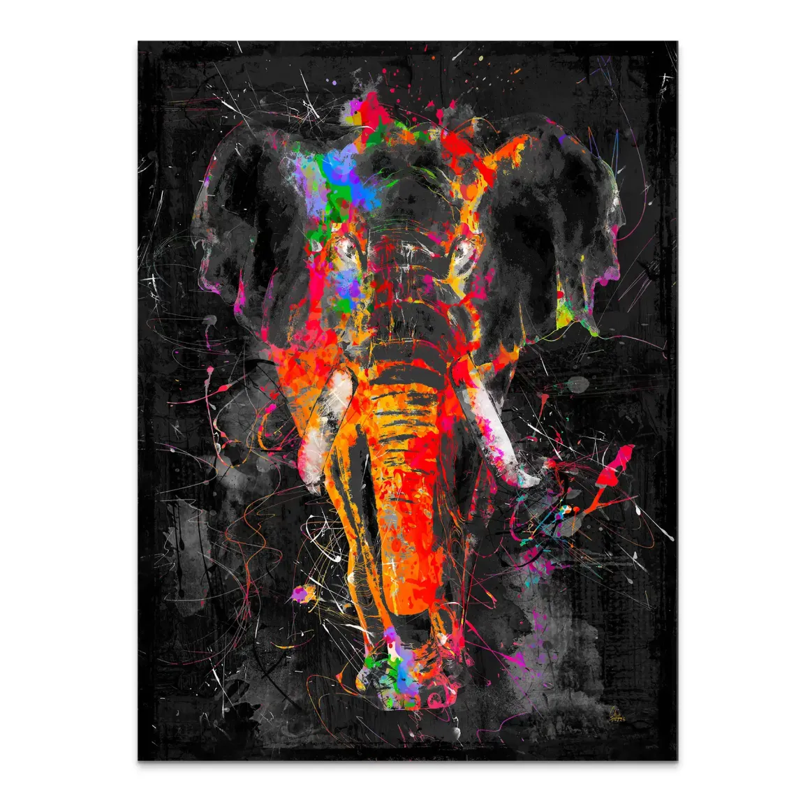 Bunter Elefant Alu Dibond Wandbild