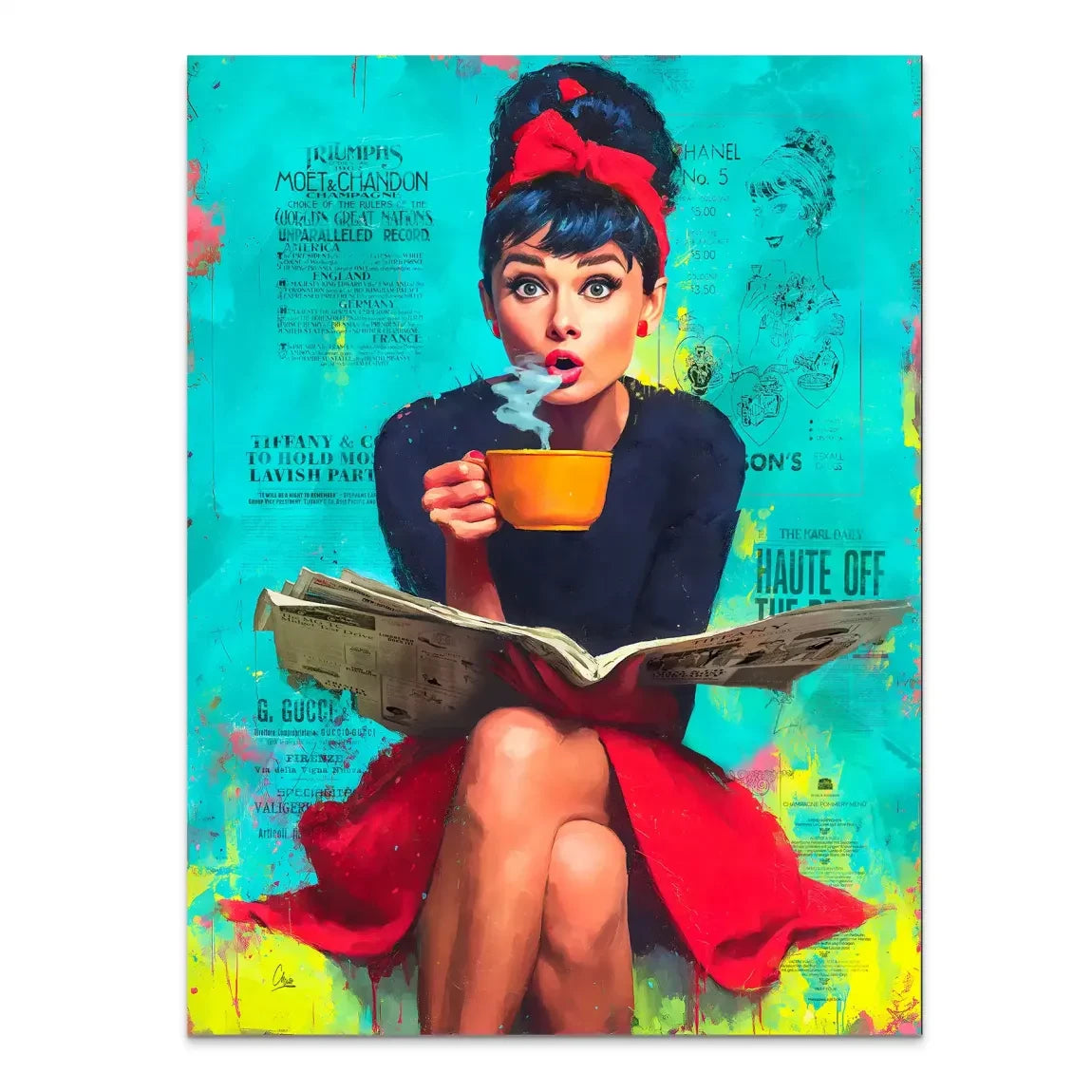 Audrey Hepburn News Pop Art Alu Dibond Bild INGALERIE