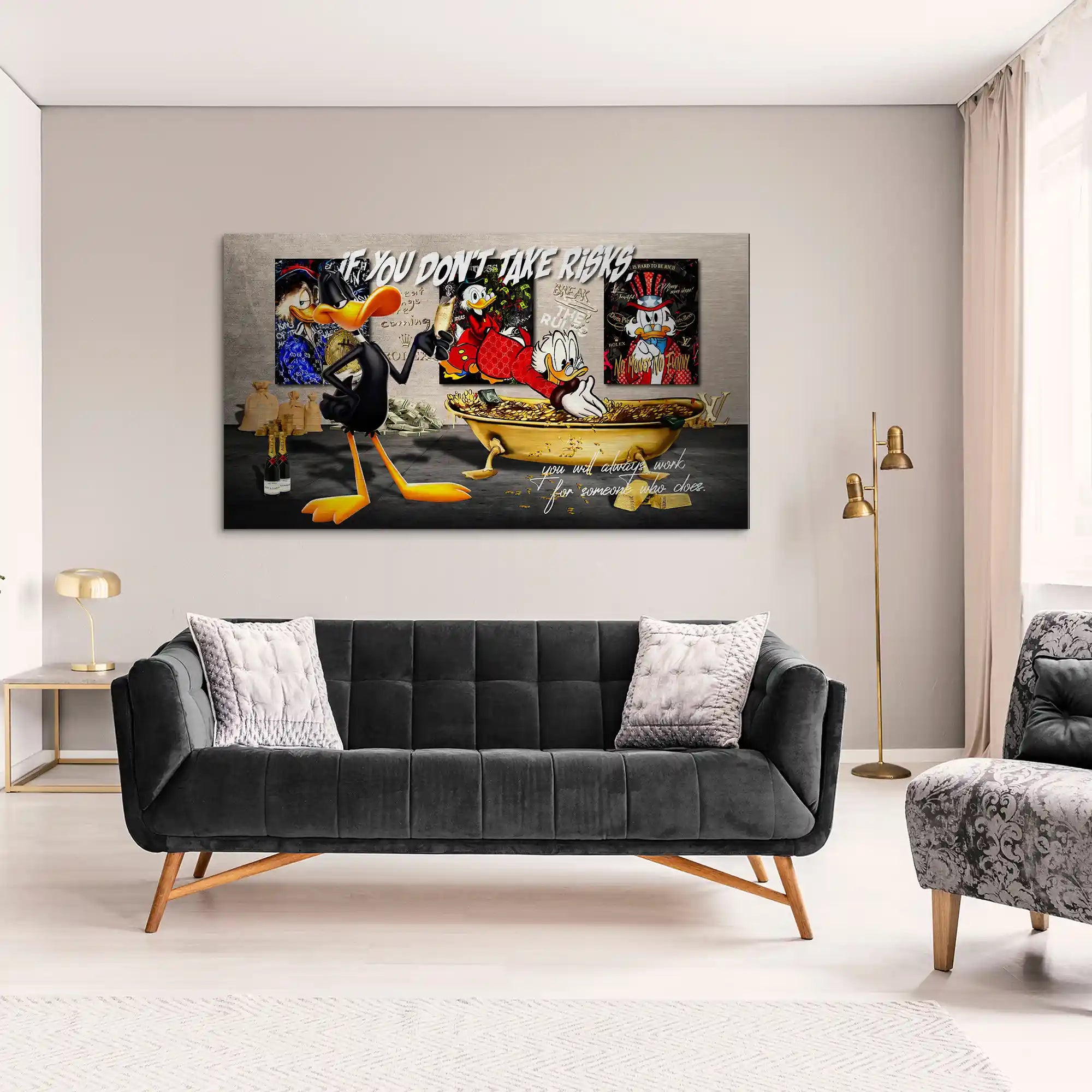 Duffy u. Dagobert Risk Pop Art Alu Gebürstet INGALERIE