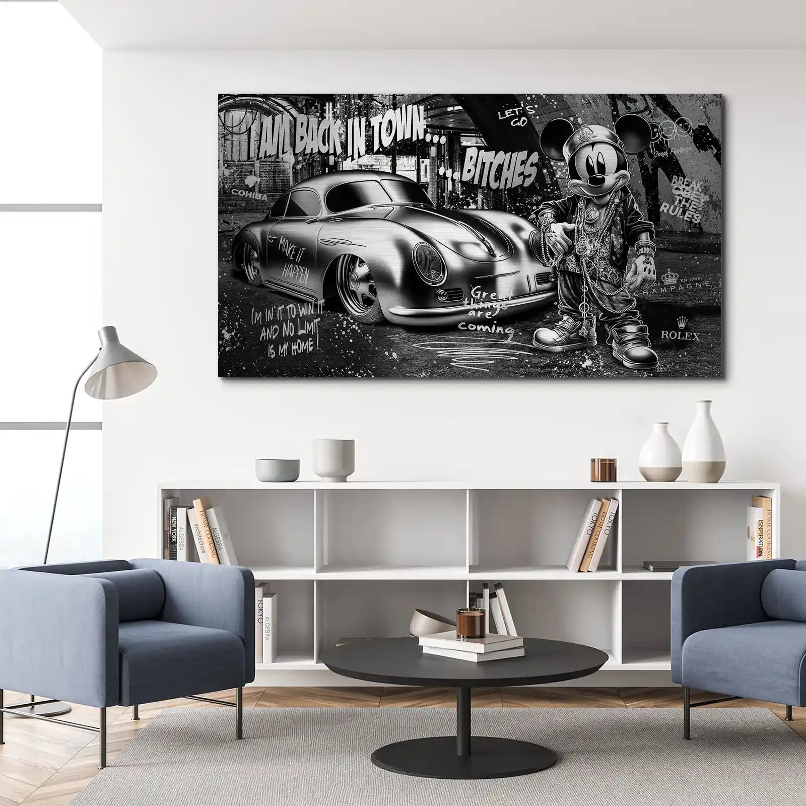 Micky Speedster 356 Pop Art Style Alu Gebürstet Bild INGALERIE