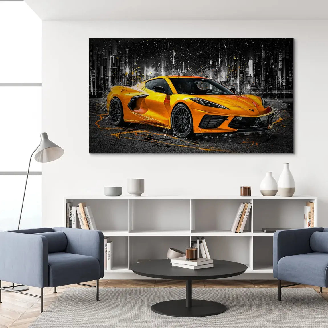 Corvette C8 Abstrak Orange Style Alu Gebürstet INGALERIE