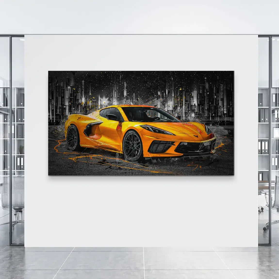 Corvette C8 Abstrak Orange Style Alu Gebürstet INGALERIE