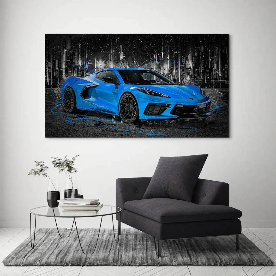 Corvette C8 Abstrak Blue Style Alu Gebürstet INGALERIE