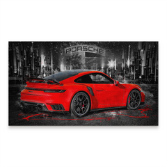 Porsche 911 Turbo Abstrakt Rot Alu Gebürstet