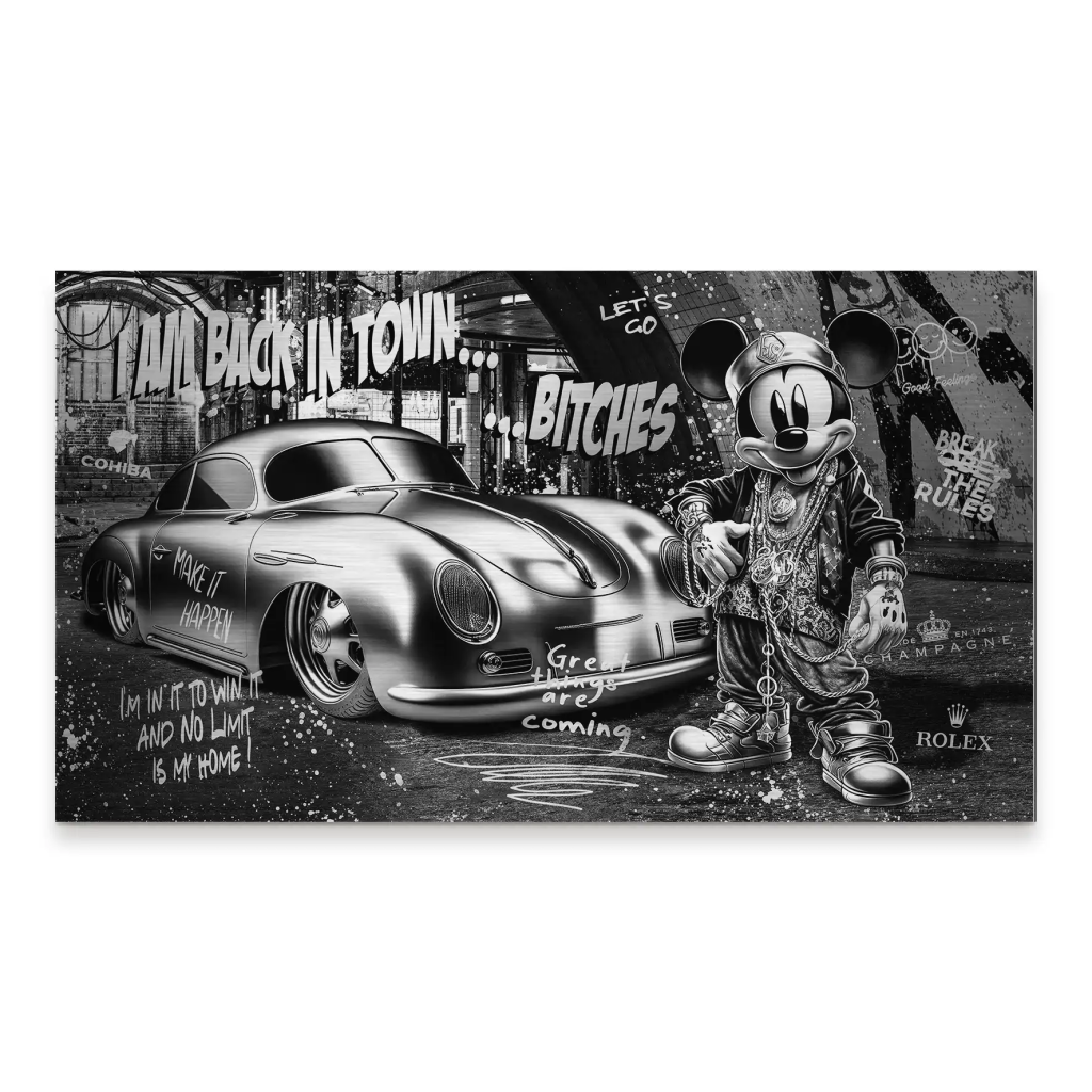 Micky Speedster 356 Pop Art Style Alu Gebürstet Bild INGALERIE