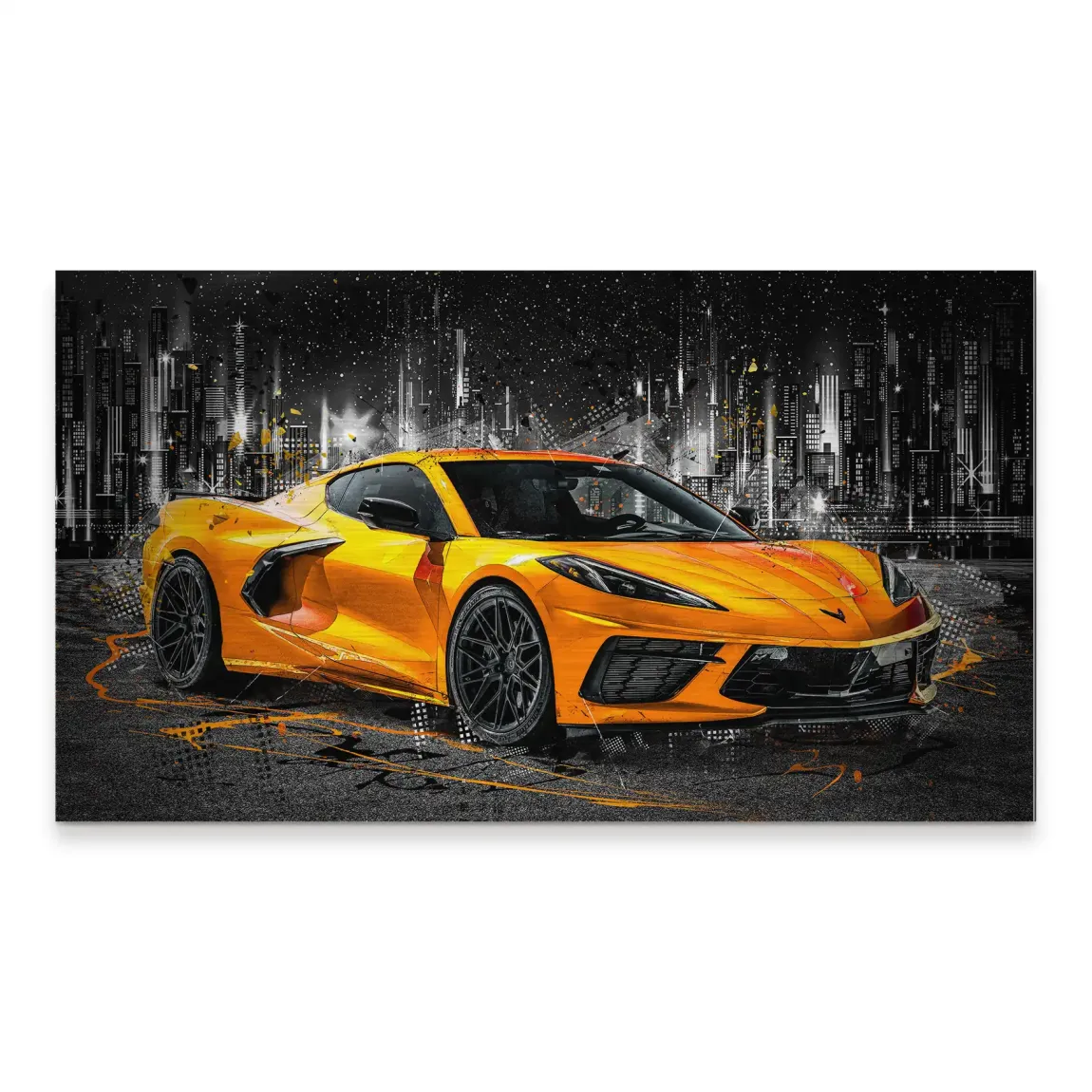 Corvette C8 Abstrak Orange Style Alu Gebürstet INGALERIE