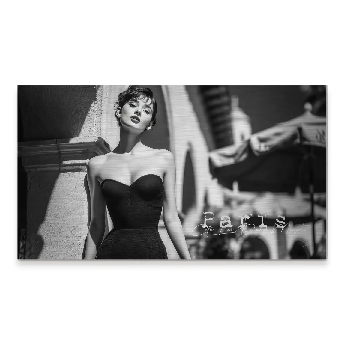 Audrey Hepburn Paris Cafe Alu Gebürstet