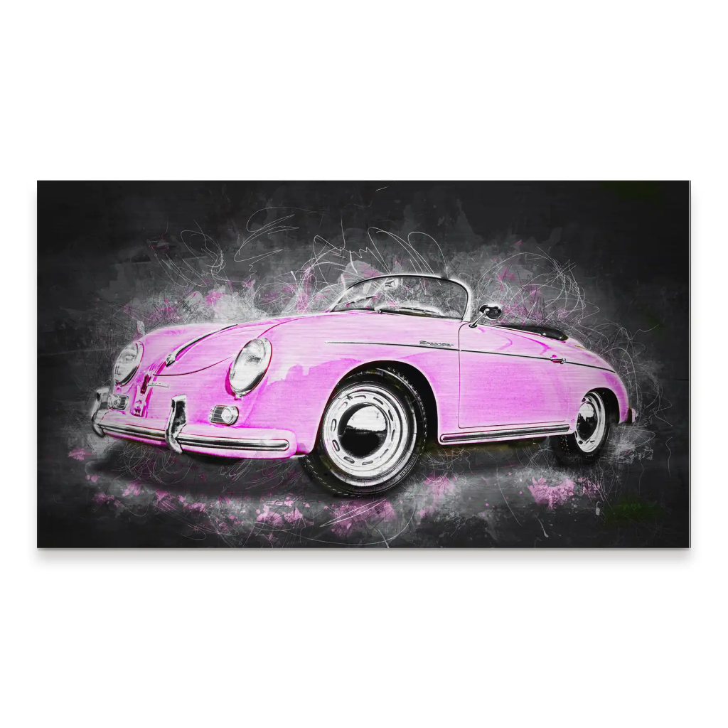 Pink Porsche Speedster Abstrakt Style Alu Gebürstet INGALERIE