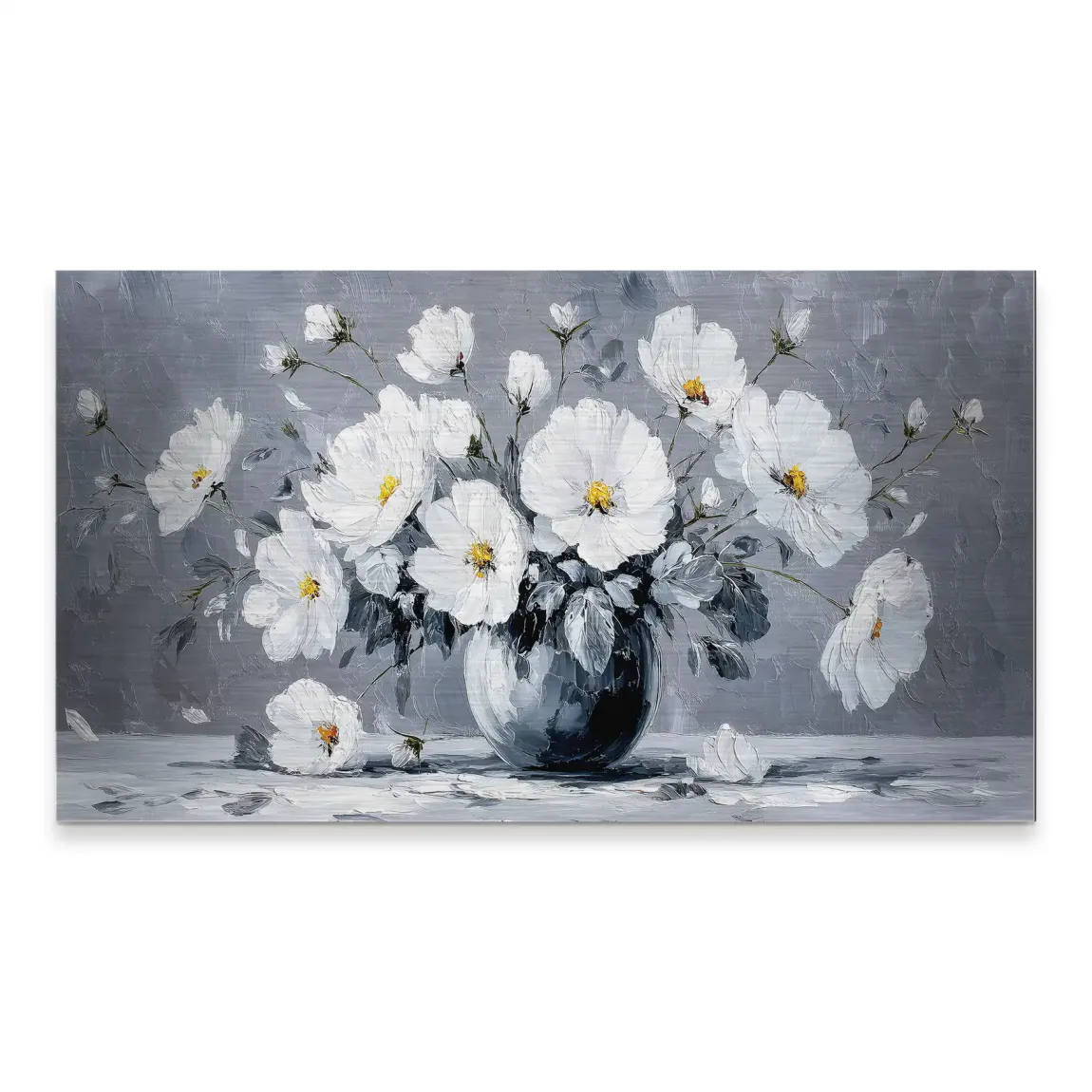 Silver White Blossom Art Alu Gebürstet