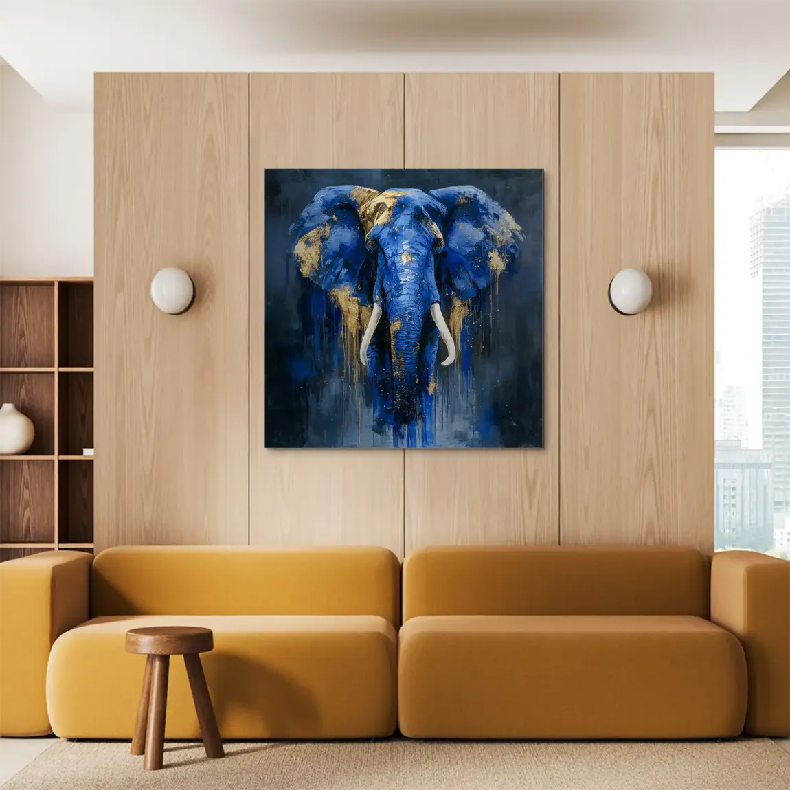 Blauer Elefant Abstrakt Aluminiumbild gebürstet