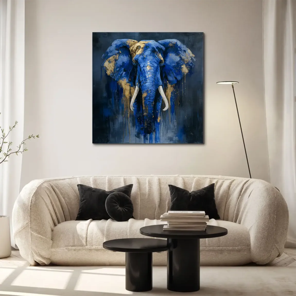 Blauer Elefant Abstrakt Aluminiumbild gebürstet
