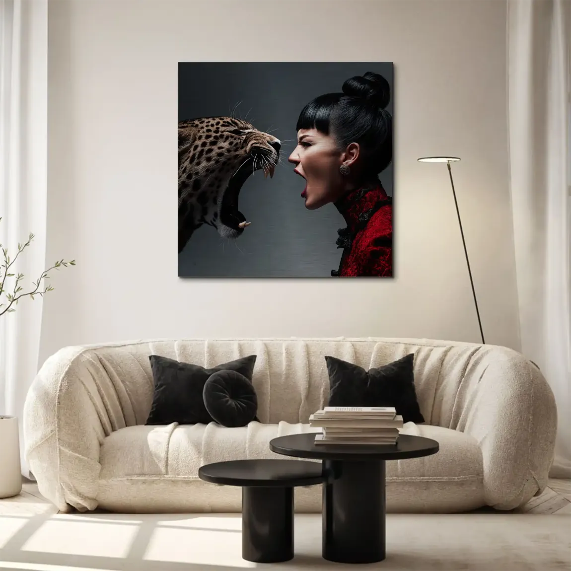 Leopardin Diva Aluminiumbild gebürstet