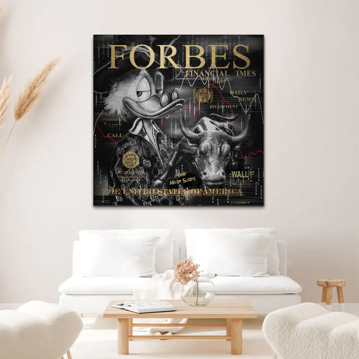 Dagobert Duck Wallstreet Black Gold Alu Gebürstet Bild