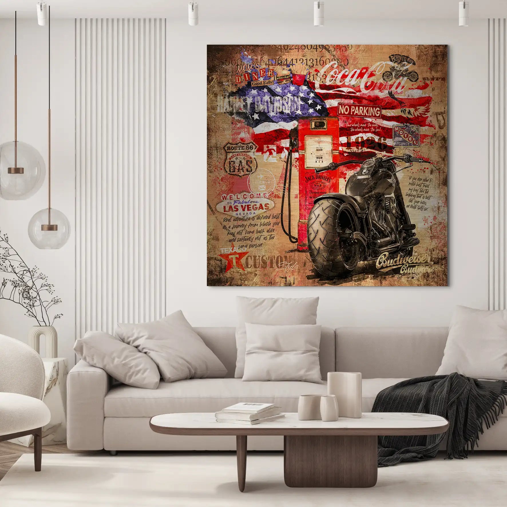 Harley USA Pop Art Retro Alu Gebürstet Bild INGALERIE