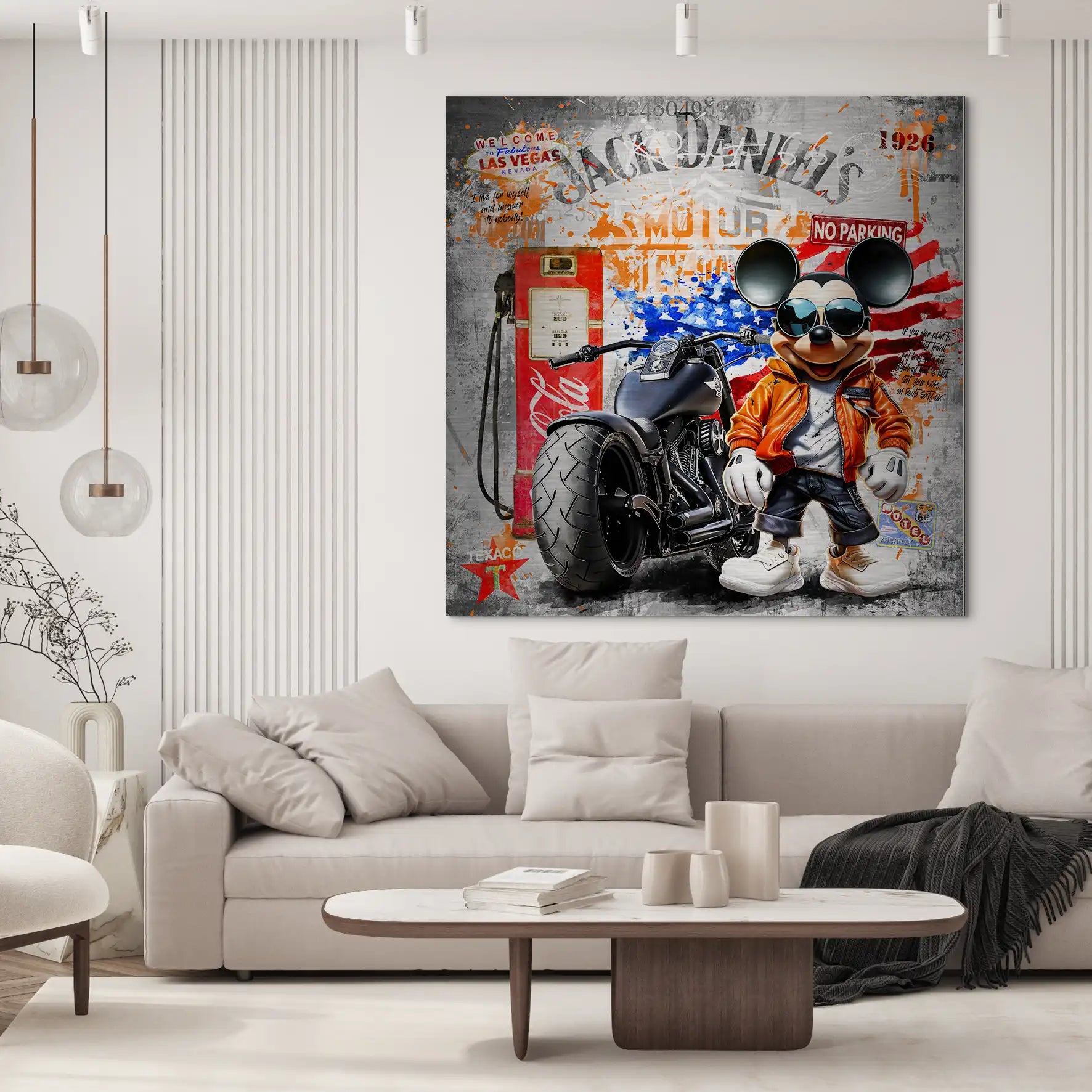 Harley Micky Maus Pop Art Alu Gebürstet Bild INGALERIE