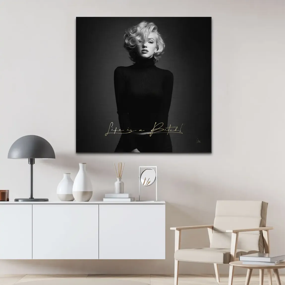 Monroe Life is a Bitch Alu Gebürstet Bild