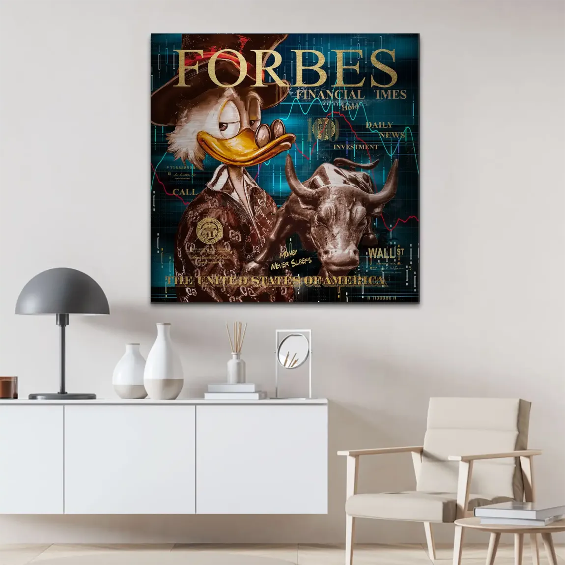 Dagobert Duck Wallstreet Alu Gebürstet Bild