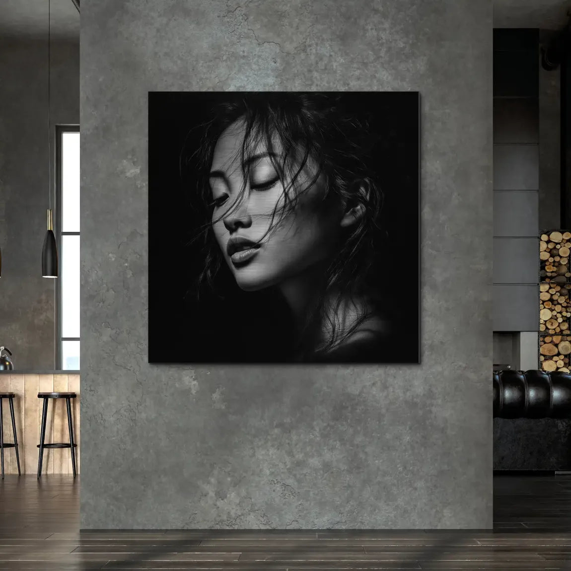 Asian Noir Portrait Alu Gebürstet Bild