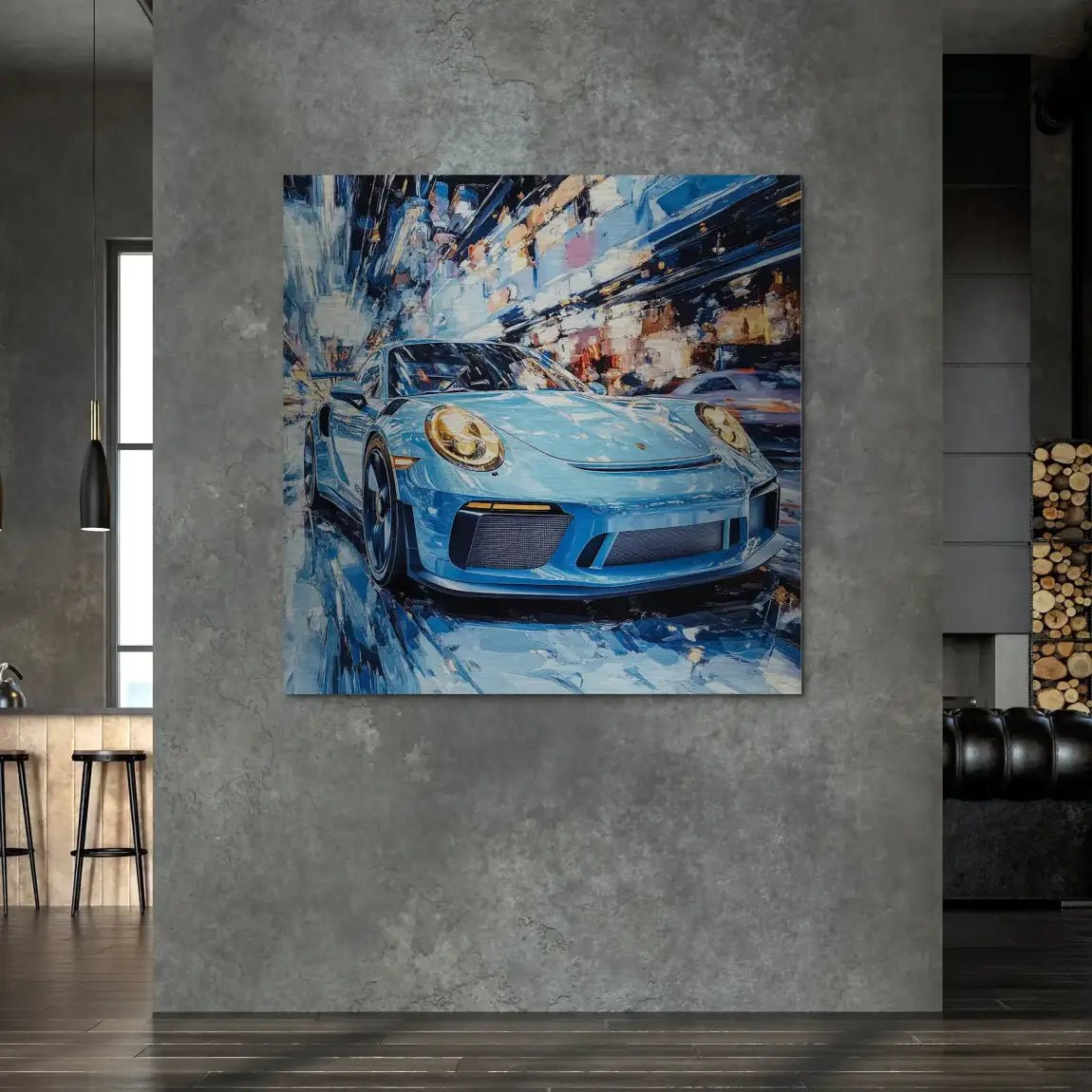 Porsche 911 Abstrakt Blue Alu Gebürstet INGALERIE