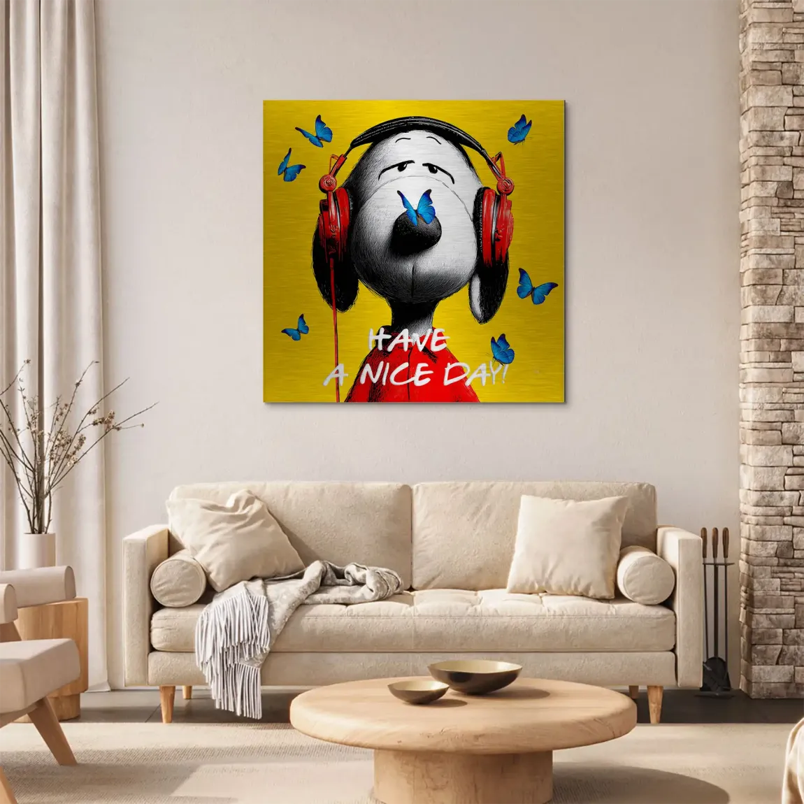 Snoopy Nice Day Aluminiumbild gebürstet