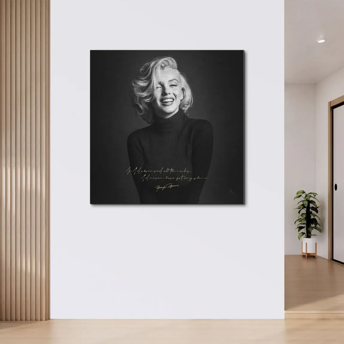 Marilyn Monroe Lächeln Aluminiumbild gebürstet