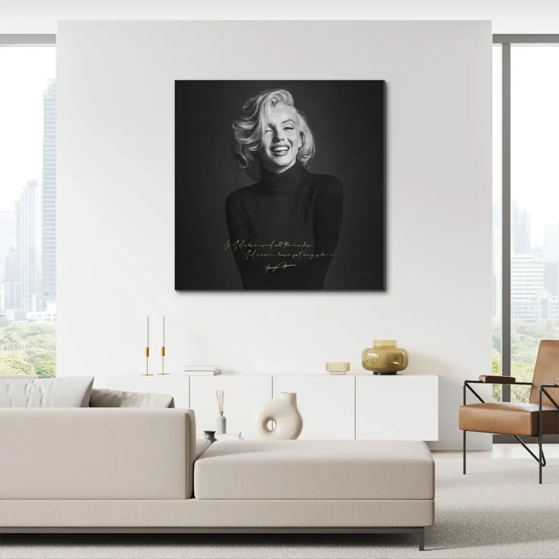 Marilyn Monroe Lächeln Aluminiumbild gebürstet