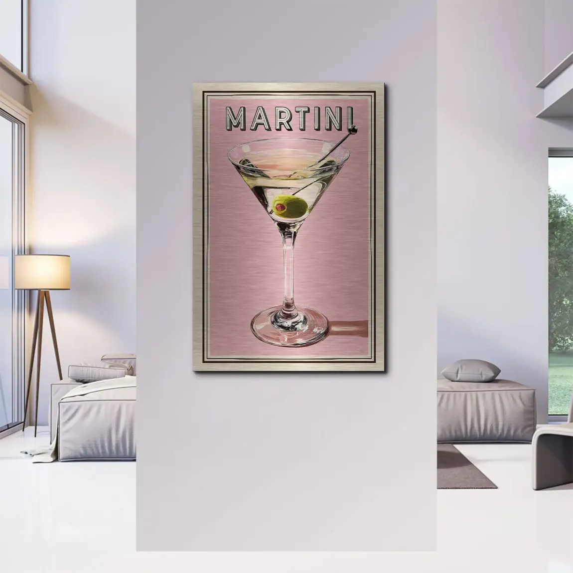 Martini Retro Art Alu Dibond Bild gebürstet