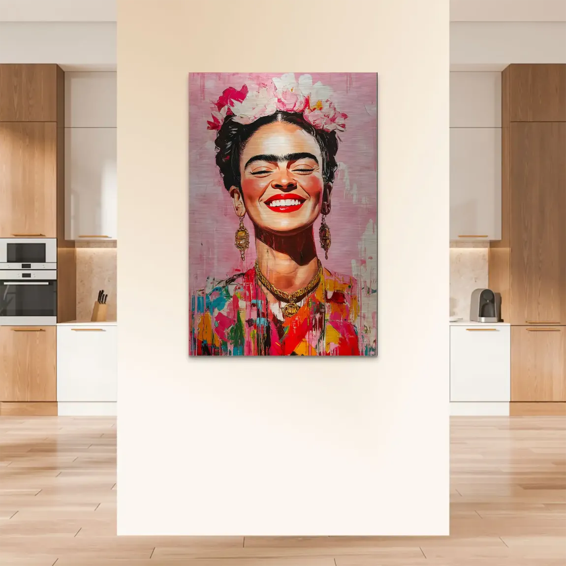 Frida Kahlo Happy Smile Alu Dibond Bild gebürstet