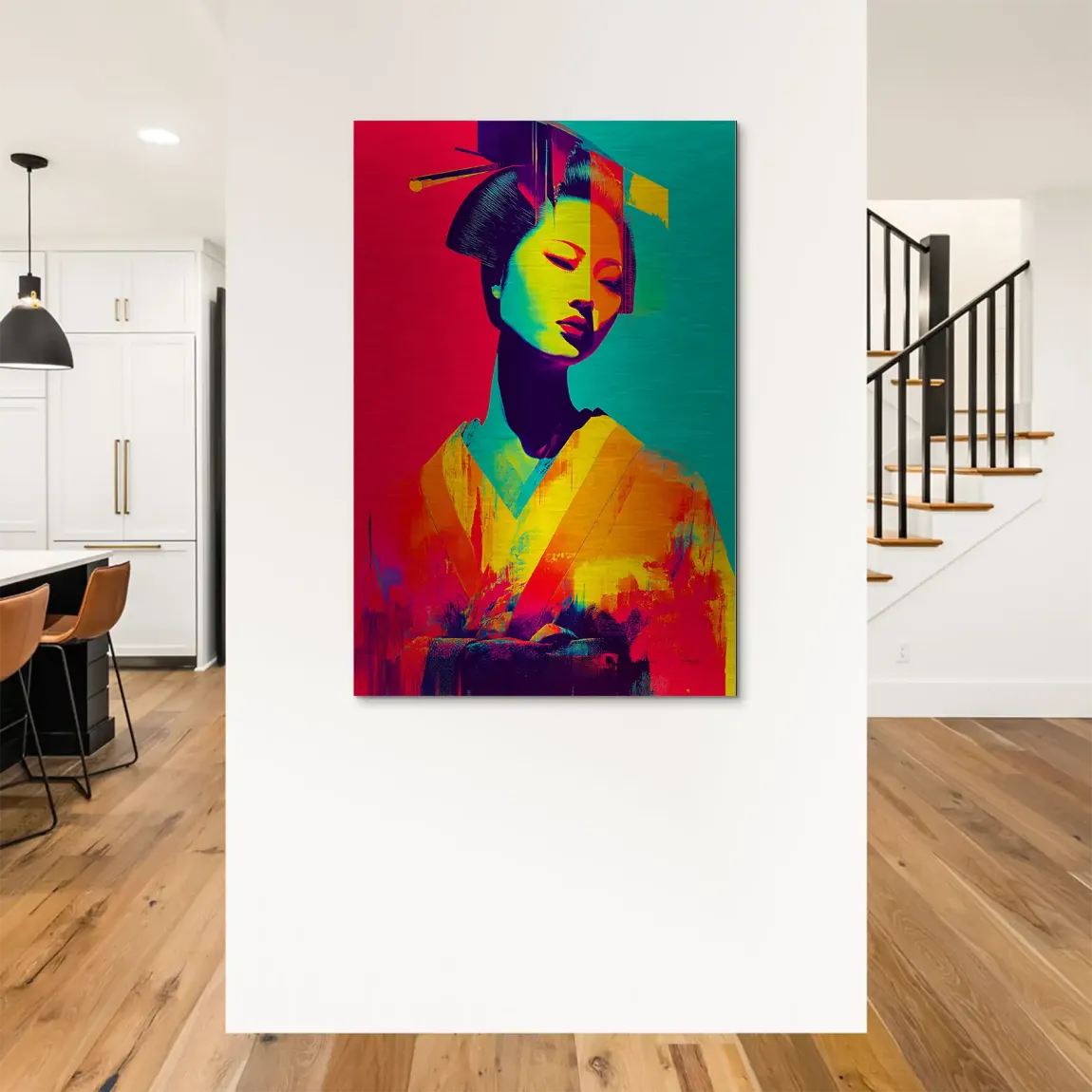Geisha Pop Art Alu Dibond Bild gebürstet