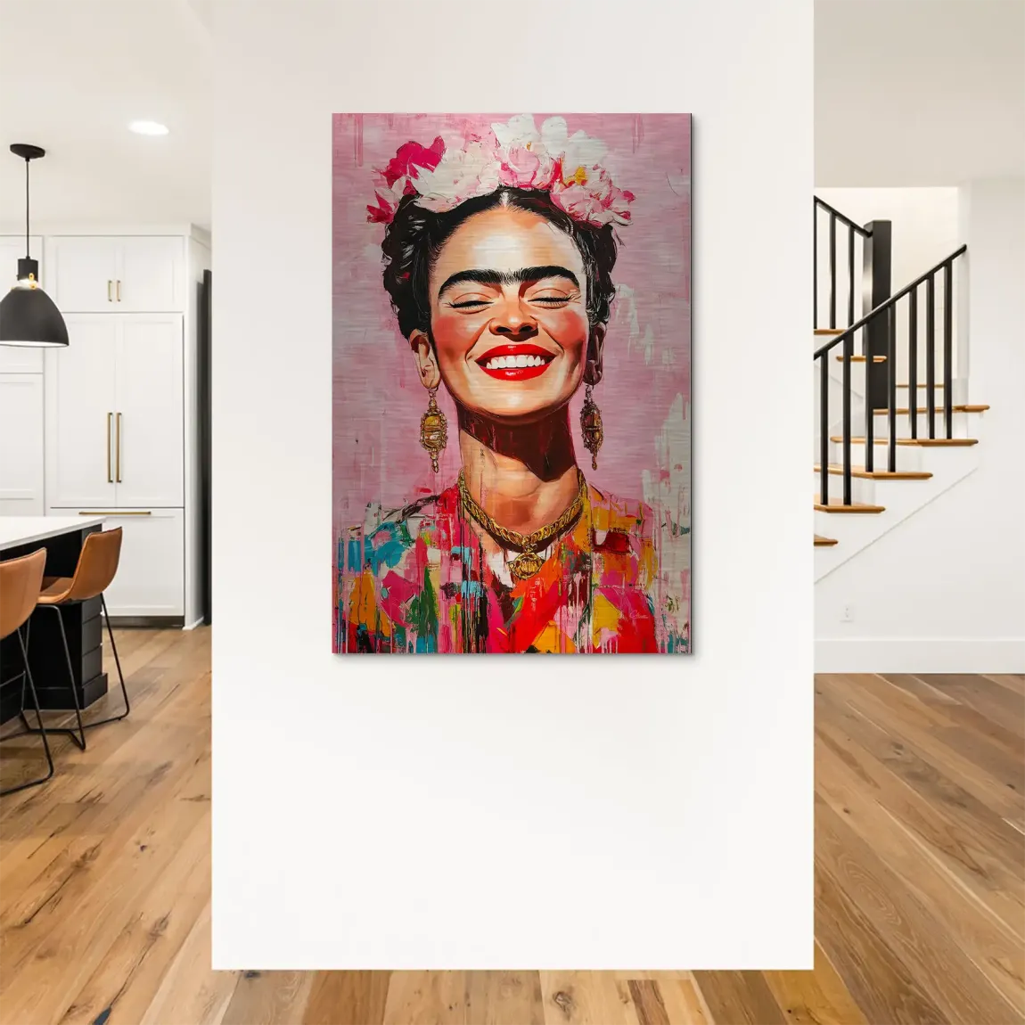 Frida Kahlo Happy Smile Alu Dibond Bild gebürstet