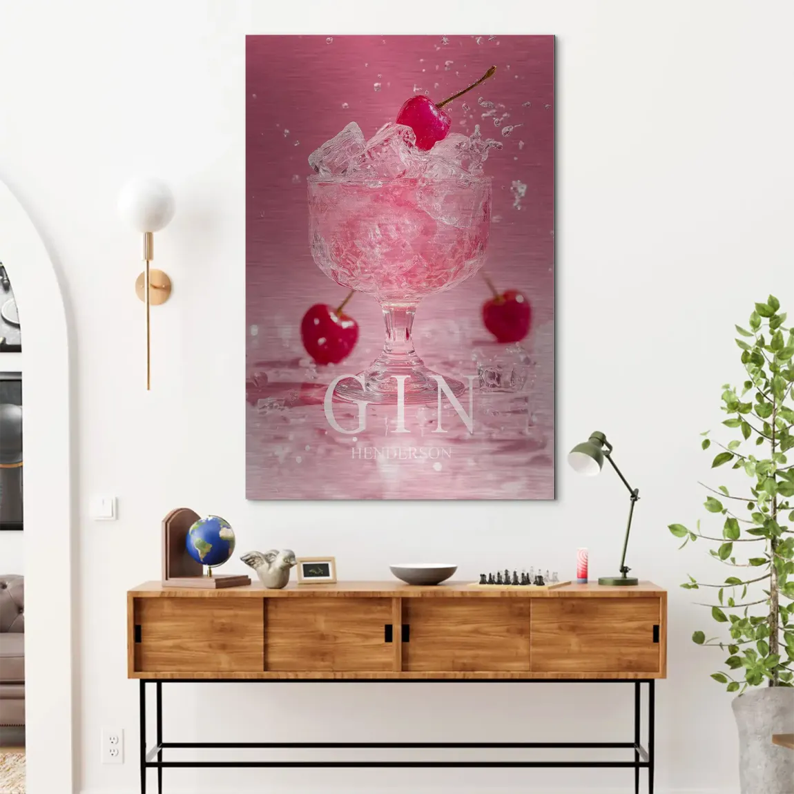 Gin Rosé Alu Dibond Bild gebürstet