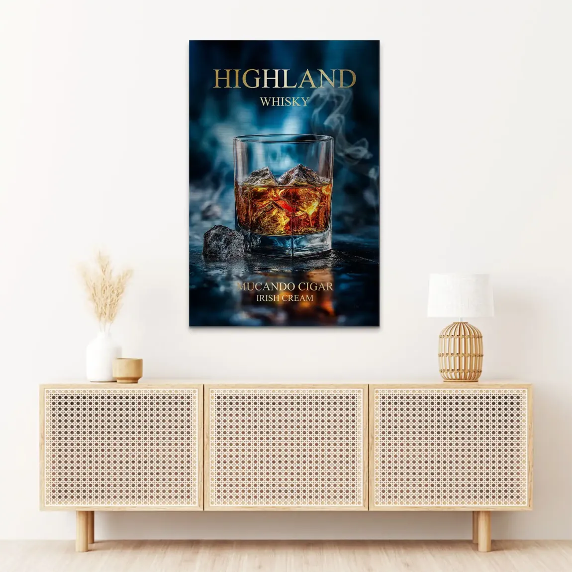 Highland Whisky Glow Alu Dibond Bild gebürstet