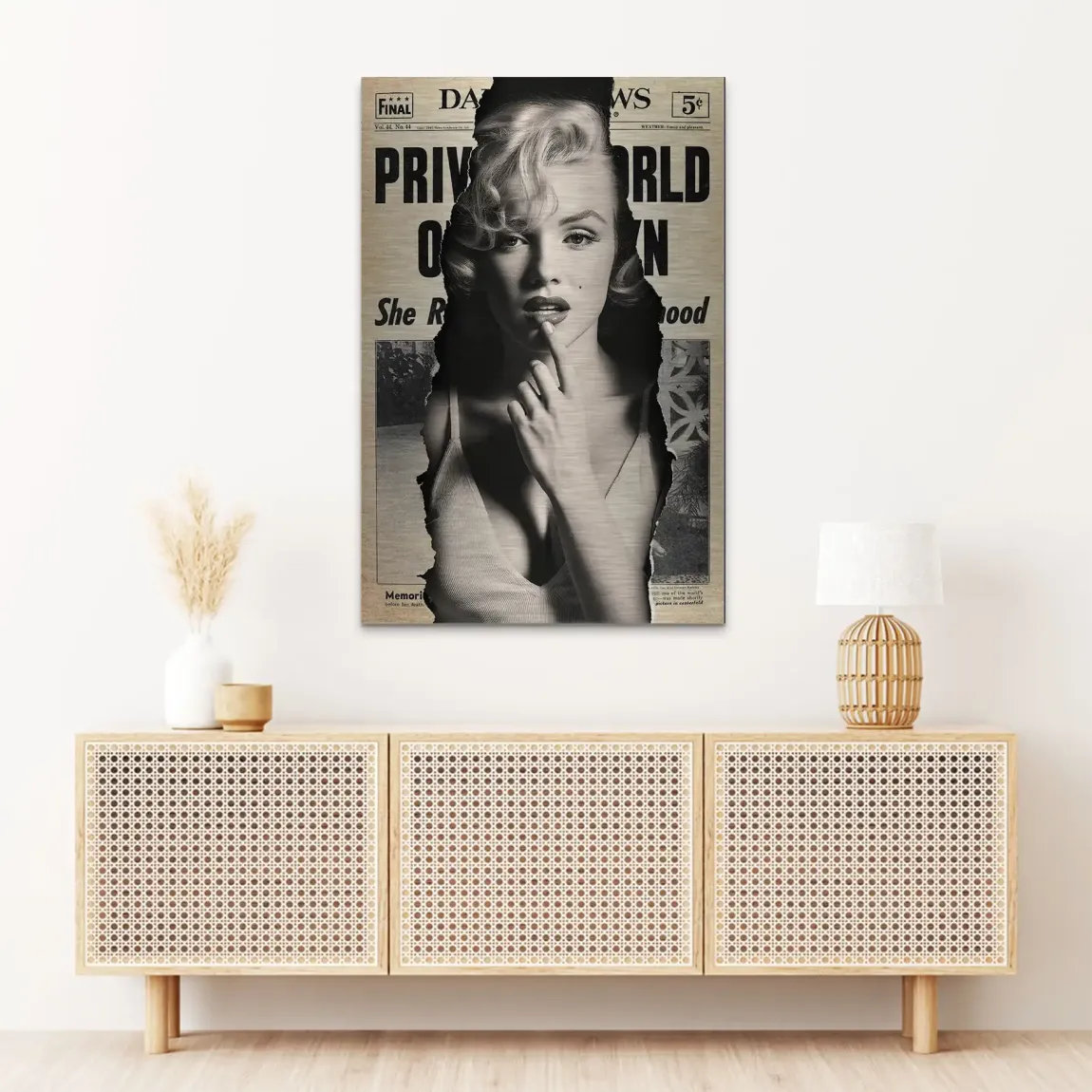 Marilyn Monroe News Alu Dibond Bild gebürstet