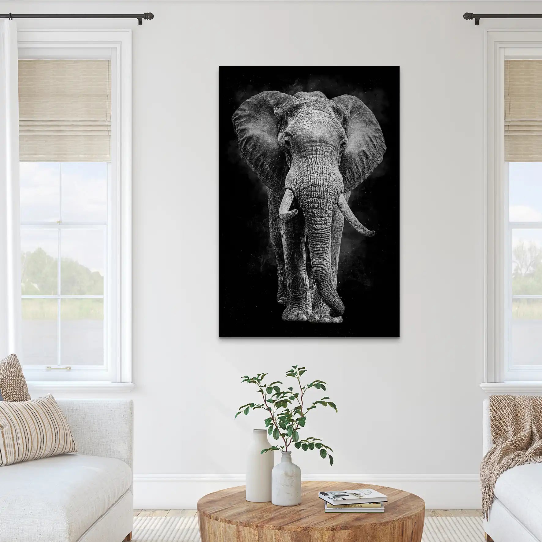 Elefant Abstrakt Dark Style AluDibond Gebürstet INGALERIE