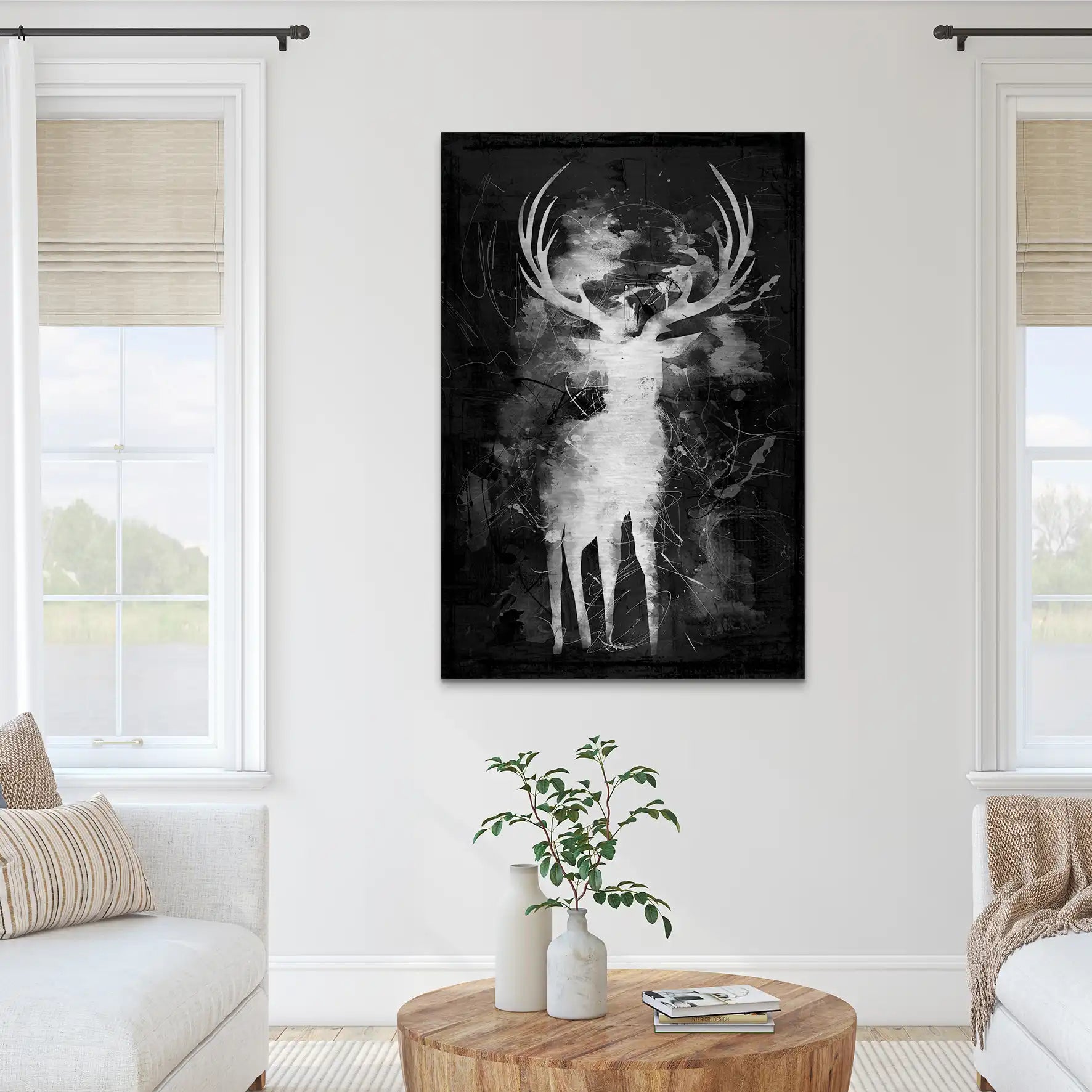 Hirsch Abstrakt Black Style AluDibond Gebürstet INGALERIE