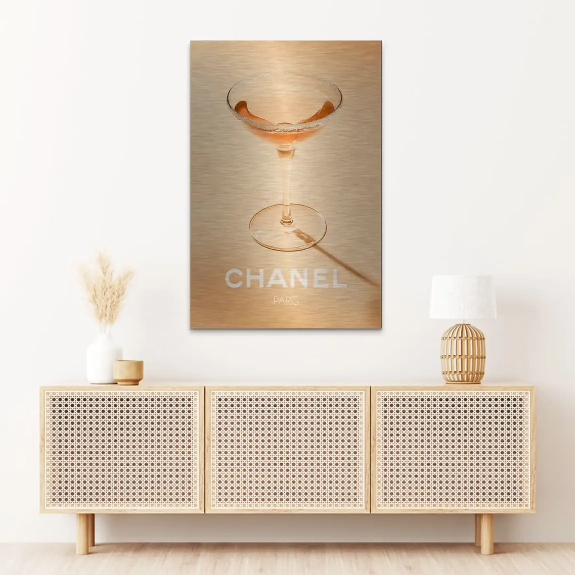 Chanel Glam Cocktail Alu Dibond Bild gebürstet