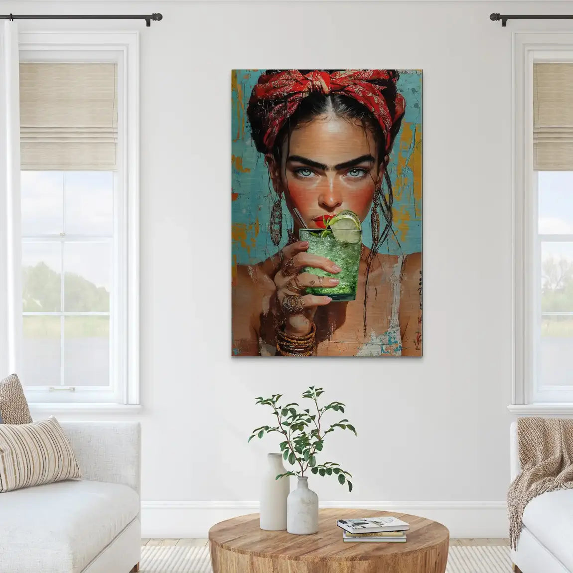 Frida Kahlo Mint Alu Dibond Bild gebürstet