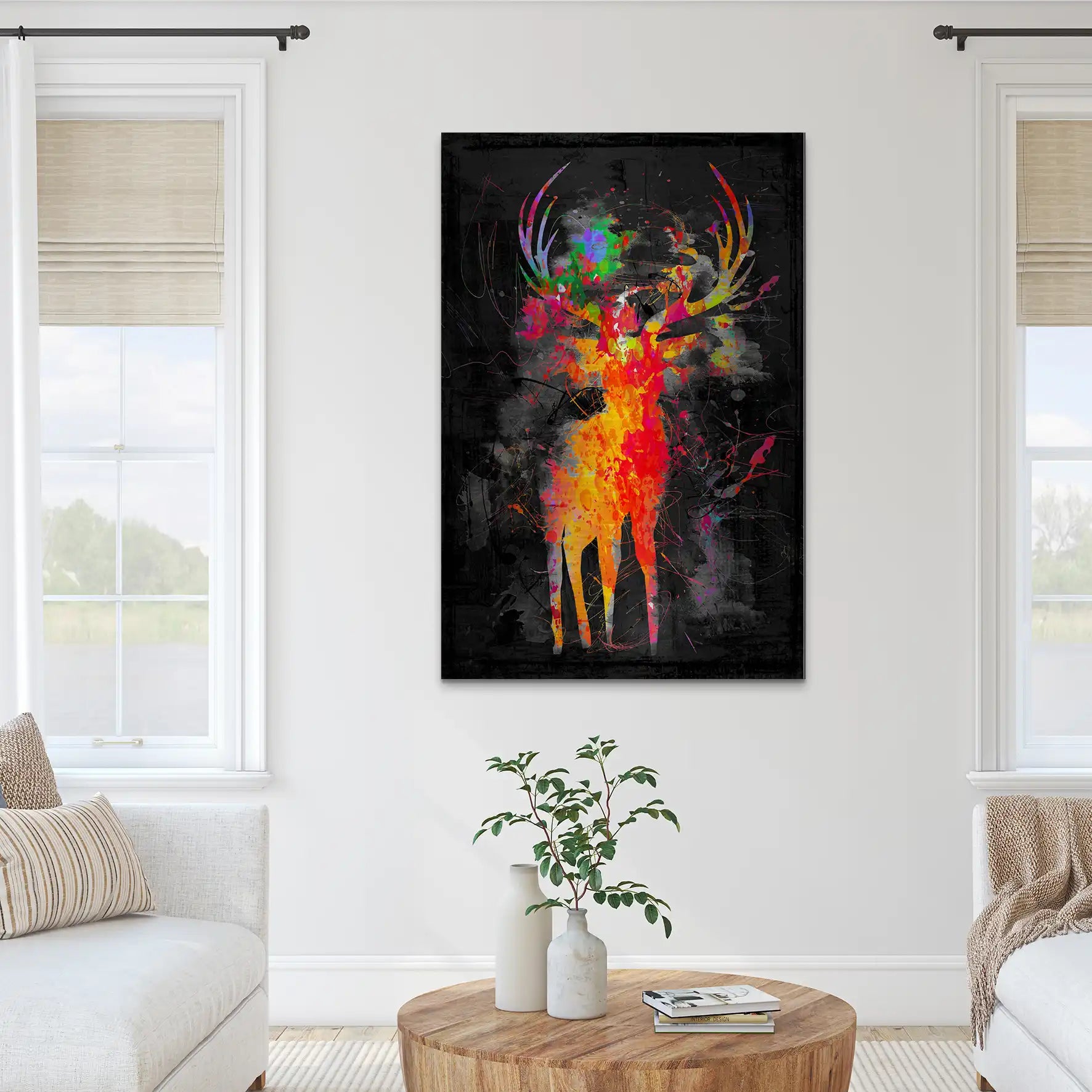 Hirsch Abstrakt Color Style AluDibond Gebürstet INGALERIE