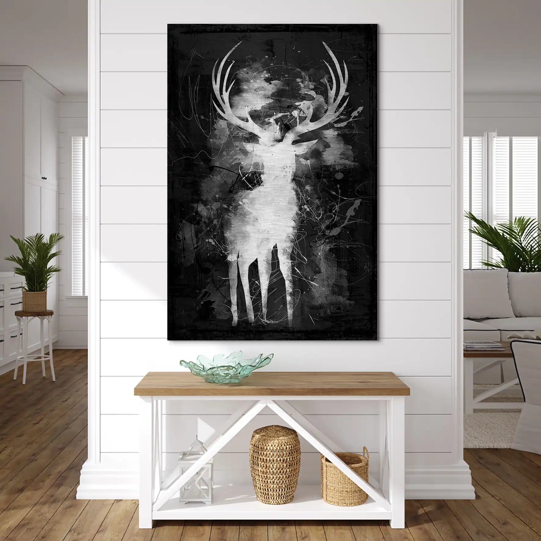 Hirsch Abstrakt Black Style AluDibond Gebürstet INGALERIE