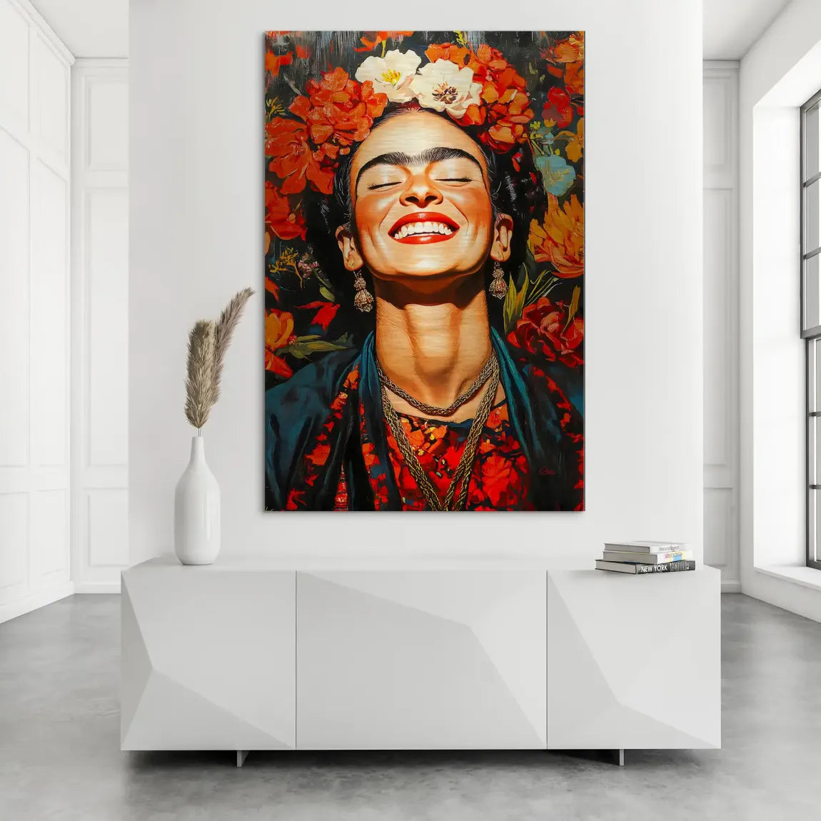 Frida Kahlo Fiery Bloom Alu Dibond Bild gebürstet INGALERIE