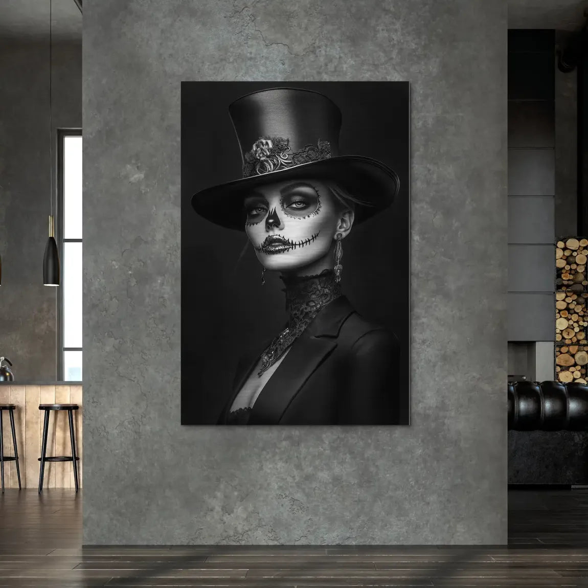 Elegante Lady im modernen Catrina Stil Alu Dibond Bild gebürstet INGALERIE