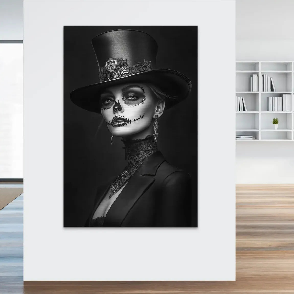 Elegante Lady im modernen Catrina Stil Alu Dibond Bild gebürstet INGALERIE