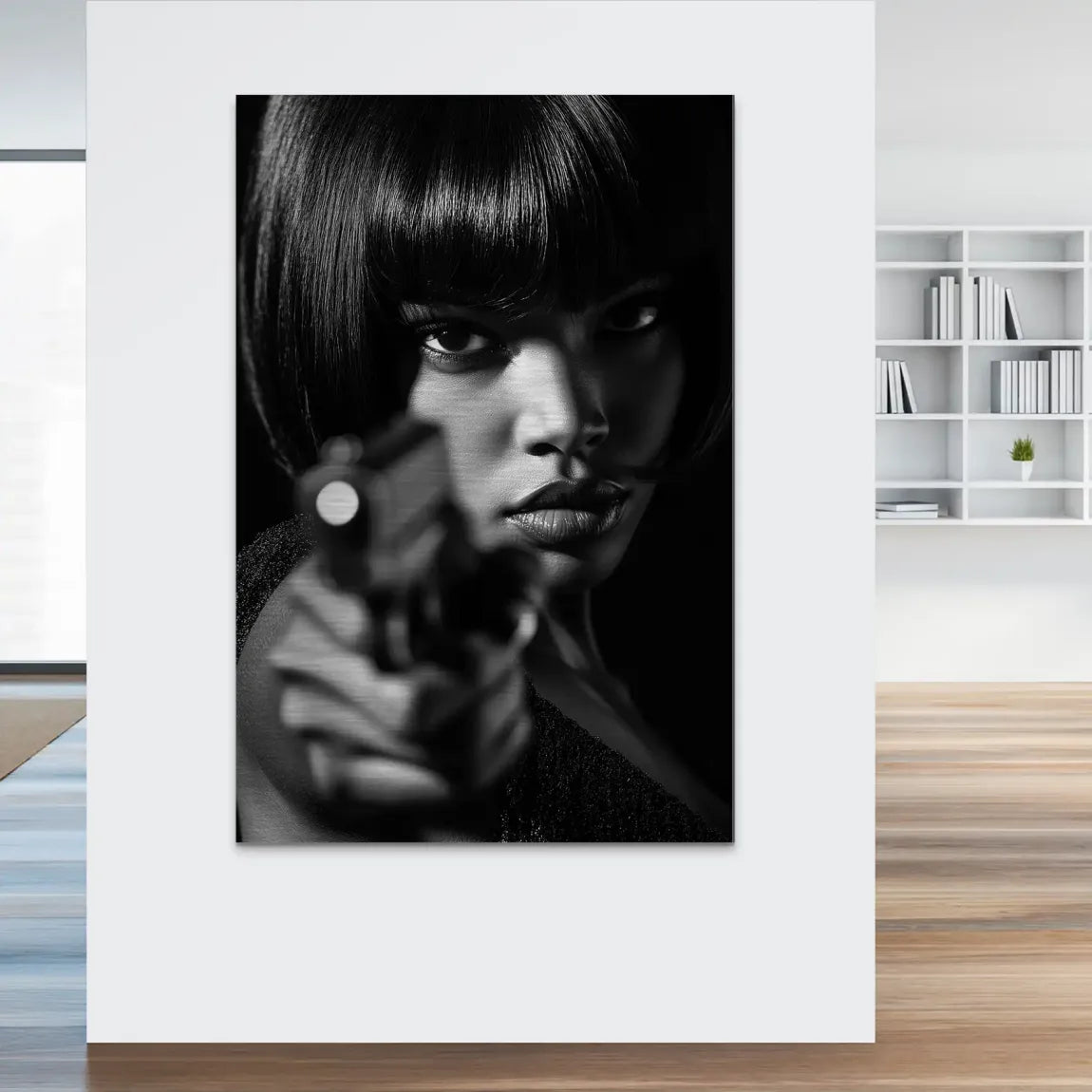 Black Gun Girl Alu Dibond Bild gebürstet INGALERIE
