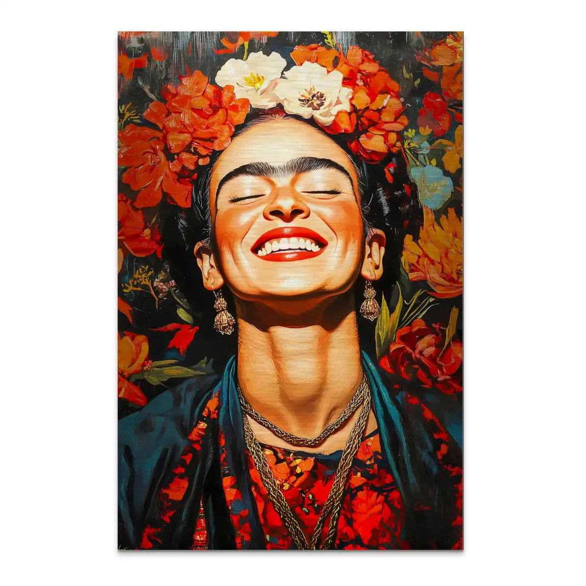 Frida Kahlo Fiery Bloom Alu Dibond Bild gebürstet INGALERIE